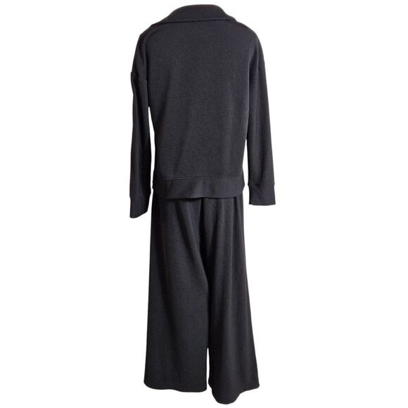 Adrianna Papell Black Stretch Basic Shirt And Cropped Pants Set - Picture 6 of 9